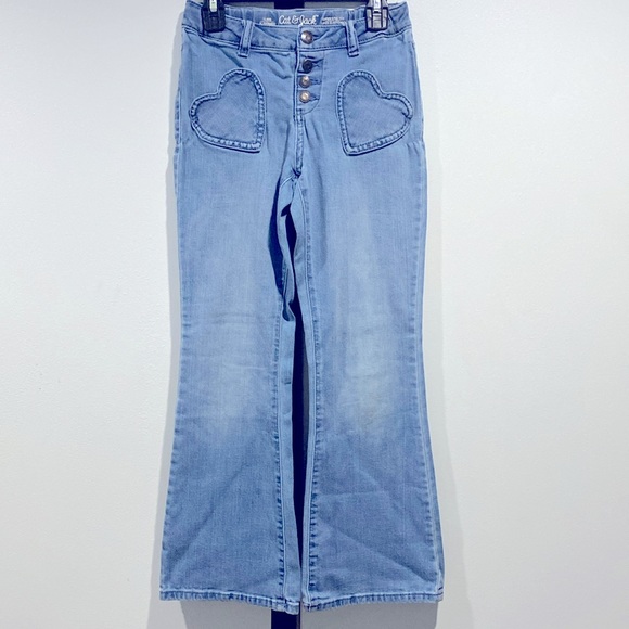 Cat & Jack Flare Super Stretch Heart Designed Pockets Girls Blue Jeans Size 10 ! - Picture 1 of 12